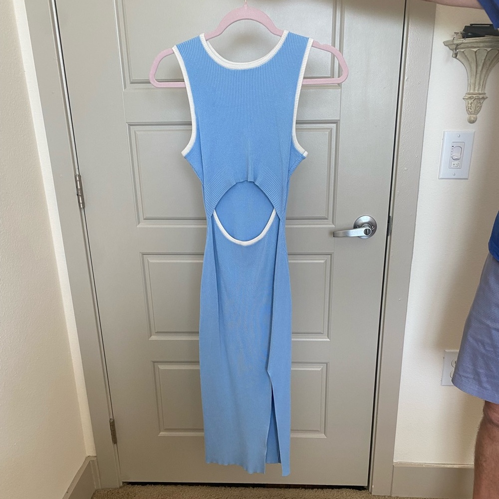 Blue Sleeveless Cutout Dress